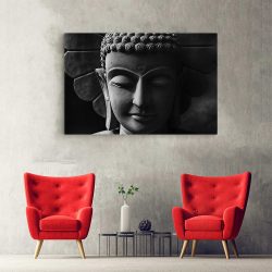 Tablou canvas cap statuie Buddha alb negru 1275 hol - Afis Poster Buddha pentru living casa birou bucatarie livrare in 24 ore la cel mai bun pret.