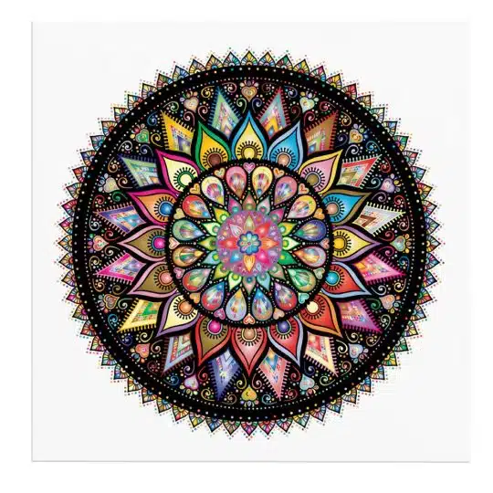 Tablou canvas cerc mandala forme geometrice multicolor 1339 frontal - Afis Poster cerc mandala forme geometrice multicolor pentru living casa birou bucatarie livrare in 24 ore la cel mai bun pret.