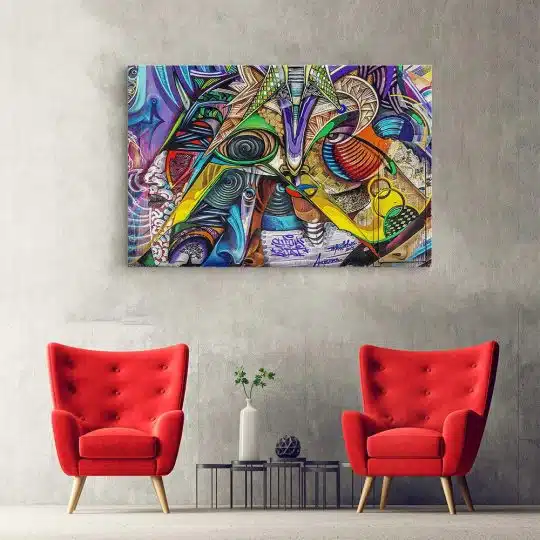 Tablou canvas compozitie abstracta graffiti multicolor 1207 hol - Afis Poster compozitie graffiti pentru living casa birou bucatarie livrare in 24 ore la cel mai bun pret.