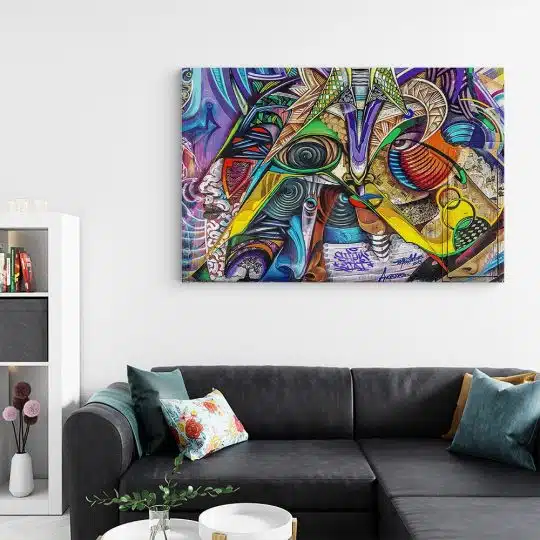 Tablou canvas compozitie abstracta graffiti multicolor 1207 living - Afis Poster compozitie graffiti pentru living casa birou bucatarie livrare in 24 ore la cel mai bun pret.