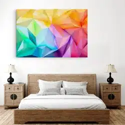 Tablou canvas creatie abstract geometrica in nuante albastru galben roz 1042 dormitor 3 - Afis Poster forme geometrice abstracte albastru galben roz pentru living casa birou bucatarie livrare in 24 ore la cel mai bun pret.