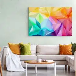 Tablou canvas creatie abstract geometrica in nuante albastru galben roz 1042 living 1 - Afis Poster forme geometrice abstracte albastru galben roz pentru living casa birou bucatarie livrare in 24 ore la cel mai bun pret.