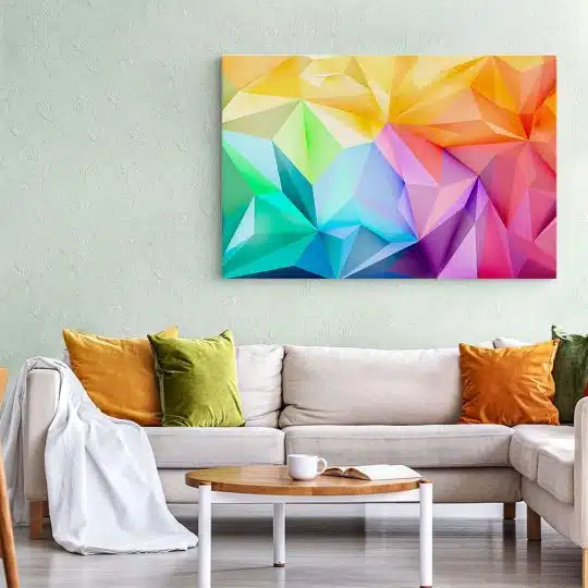 Tablou canvas creatie abstract geometrica in nuante albastru galben roz 1042 living 1 - Afis Poster forme geometrice abstracte albastru galben roz pentru living casa birou bucatarie livrare in 24 ore la cel mai bun pret.