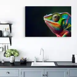 Tablou canvas detaliu cameleon roz verde albastru 1105 bucatarie - Afis Poster cameleon detalii pentru living casa birou bucatarie livrare in 24 ore la cel mai bun pret.