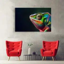 Tablou canvas detaliu cameleon roz verde albastru 1105 hol - Afis Poster cameleon detalii pentru living casa birou bucatarie livrare in 24 ore la cel mai bun pret.