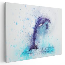 Tablou canvas fantezie delfin acuarela albastru pe fundal alb 1127 - Afis Poster delfin pentru living casa birou bucatarie livrare in 24 ore la cel mai bun pret.