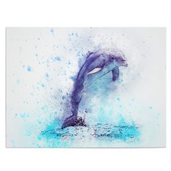 Tablou canvas fantezie delfin acuarela albastru pe fundal alb 1127 front - Afis Poster delfin pentru living casa birou bucatarie livrare in 24 ore la cel mai bun pret.
