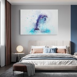 Tablou canvas fantezie delfin acuarela albastru pe fundal alb 1127 dormitor - Afis Poster delfin pentru living casa birou bucatarie livrare in 24 ore la cel mai bun pret.