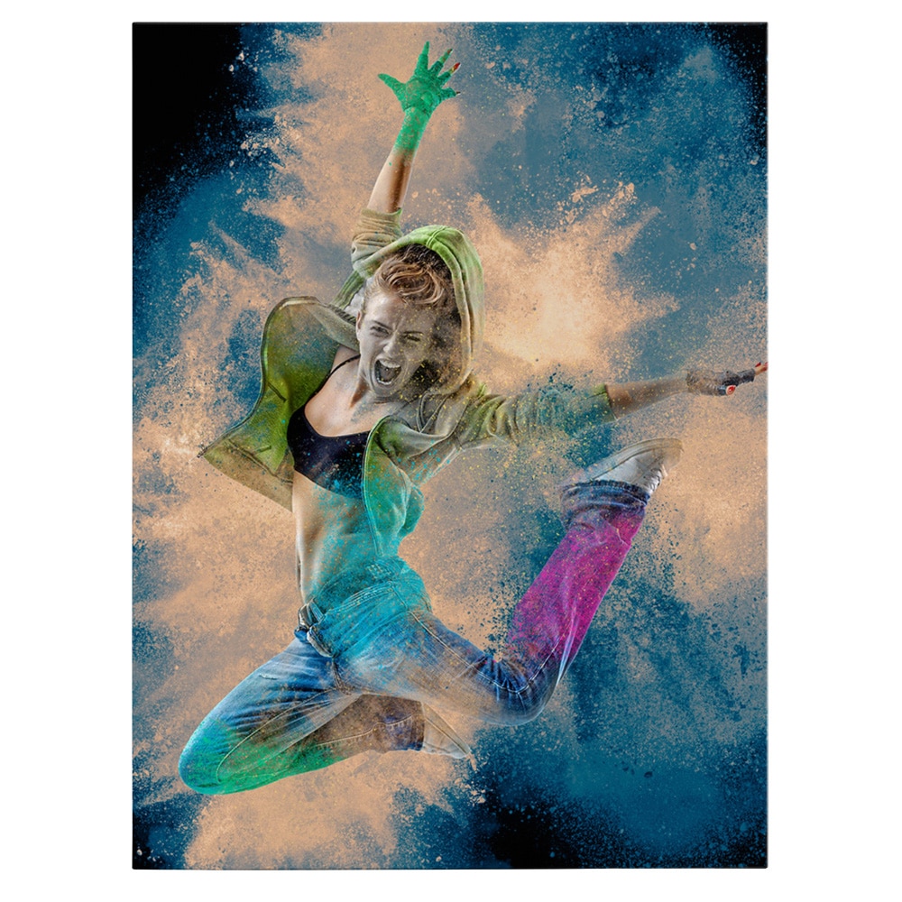 Tablou canvas femeie dans hip-hop multicolor 1304 - Material produs:: Poster pe hartie FARA RAMA, Dimensiunea:: 80x120 cm