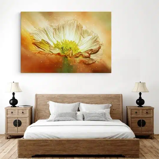 Tablou canvas floare anemona fantezie in nuante de galben portocaliu verde dormitor 3 - Afis Poster floare anemona fantezie pentru living casa birou bucatarie livrare in 24 ore la cel mai bun pret.