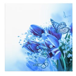 Tablou canvas flori lalele si fluturi albastru 1297 frontal - Afis Poster flori lalele si fluturi albastru pentru living casa birou bucatarie livrare in 24 ore la cel mai bun pret.