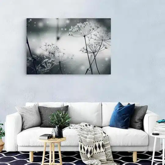 Tablou canvas flori papadii inghetate alb negru 1194 living modern - Afis Poster flori papadii inghetate alb negru pentru living casa birou bucatarie livrare in 24 ore la cel mai bun pret.