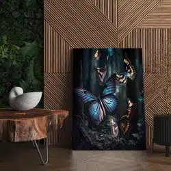 Tablou canvas fluturi in padure albastru negru mov 1086 living - Afis Poster fluturi in padure albastru negru mov pentru living casa birou bucatarie livrare in 24 ore la cel mai bun pret.