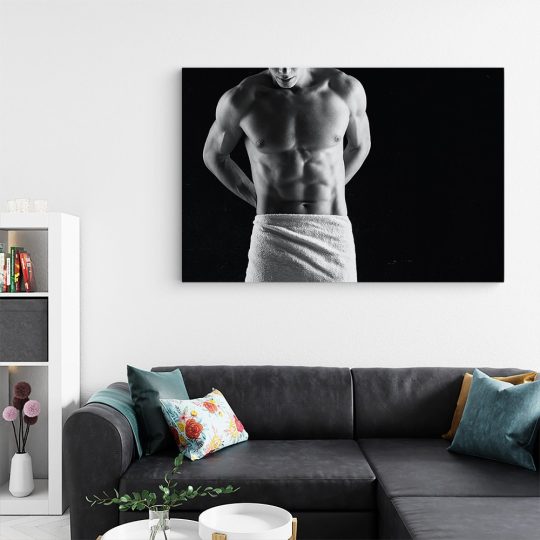Tablou canvas fotografie barbat cu prosop alb negru 1273 living - Afis Poster Tablou nud barabat alb negru pentru living casa birou bucatarie livrare in 24 ore la cel mai bun pret.