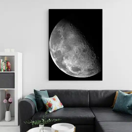 Tablou canvas fotografie satelit Luna alb negru 1276 living 2 - Afis Poster Luna pentru living casa birou bucatarie livrare in 24 ore la cel mai bun pret.