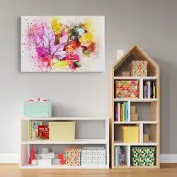 Tablou canvas frunze pictura acuarela roz rosu galben 1190 camera copii - Afis Poster frunze acuarela pentru living casa birou bucatarie livrare in 24 ore la cel mai bun pret.