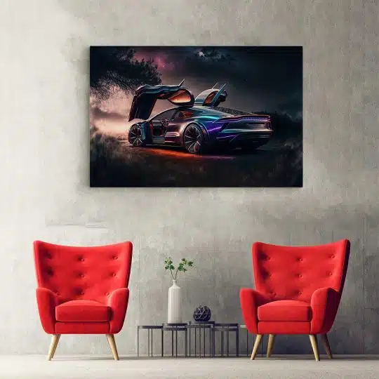 Tablou canvas futuristic Porche creat de Tesla mov negru 1142 hol - Afis Poster futuristic Porsche creat de Tesla mov negru pentru living casa birou bucatarie livrare in 24 ore la cel mai bun pret.