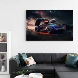 Tablou canvas futuristic Porche creat de Tesla mov negru 1142 living - Afis Poster futuristic Porsche creat de Tesla mov negru pentru living casa birou bucatarie livrare in 24 ore la cel mai bun pret.