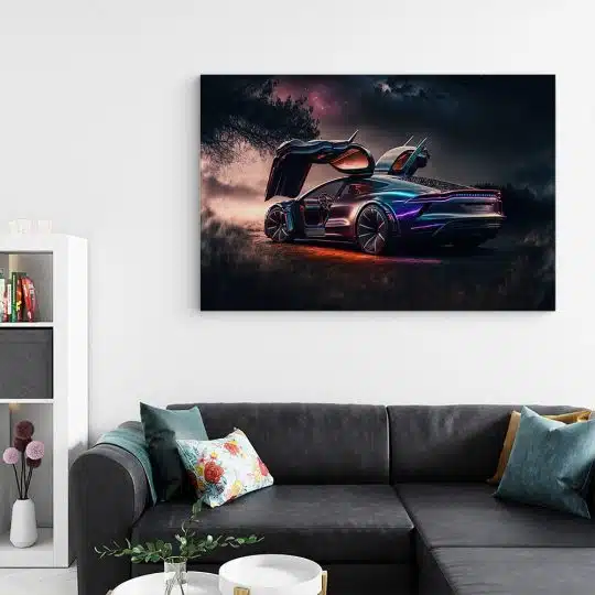 Tablou canvas futuristic Porche creat de Tesla mov negru 1142 living - Afis Poster futuristic Porsche creat de Tesla mov negru pentru living casa birou bucatarie livrare in 24 ore la cel mai bun pret.