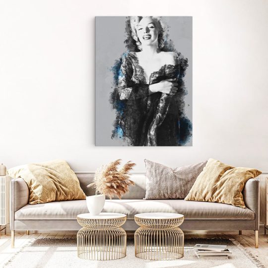 Tablou canvas ilustratie Marilyn Monroe gri albastru negru 1259 living 1 - Afis Poster tablou cu Marilyn Monroe pentru living casa birou bucatarie livrare in 24 ore la cel mai bun pret.
