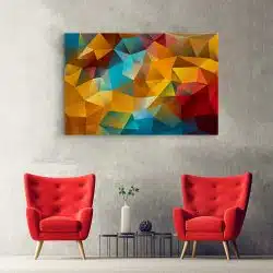 Tablou canvas ilustratie abstract geometrica in nuante galben rosu albastru 1043 hol - Afis Poster forme geometrice abstracte galben rosu albastru pentru living casa birou bucatarie livrare in 24 ore la cel mai bun pret.