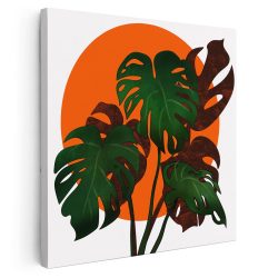 Tablou canvas ilustratie planta Monstera verde portocaliu 1300 - Afis Poster ilustratie planta Monstera verde portocaliu pentru living casa birou bucatarie livrare in 24 ore la cel mai bun pret.