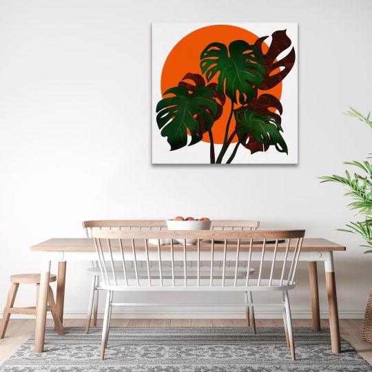 Tablou canvas ilustratie planta Monstera verde portocaliu 1300 bucatarie - Afis Poster ilustratie planta Monstera verde portocaliu pentru living casa birou bucatarie livrare in 24 ore la cel mai bun pret.