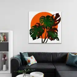 Tablou canvas ilustratie planta Monstera verde portocaliu 1300 camera 2 - Afis Poster ilustratie planta Monstera verde portocaliu pentru living casa birou bucatarie livrare in 24 ore la cel mai bun pret.