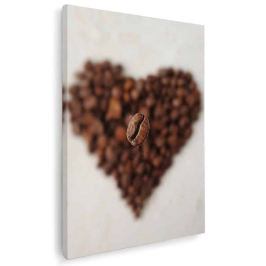 Tablou canvas inima din boabe de cafea in nuante alb maro 1130 - Afis Poster inima din boabe de cafea alb maro pentru living casa birou bucatarie livrare in 24 ore la cel mai bun pret.