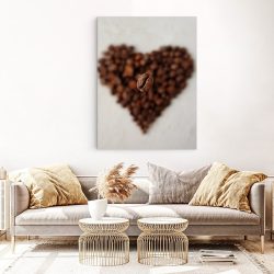 Tablou canvas inima din boabe de cafea in nuante alb maro 1130 living 1 - Afis Poster inima din boabe de cafea alb maro pentru living casa birou bucatarie livrare in 24 ore la cel mai bun pret.