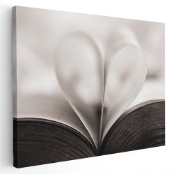Tablou canvas inima din pagini de carte alb negru 1138 - Afis Poster inima pagini carte pentru living casa birou bucatarie livrare in 24 ore la cel mai bun pret.
