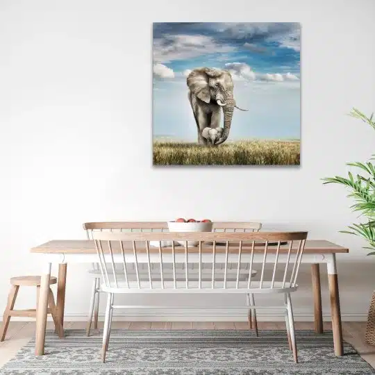 Tablou canvas mama elefant cu pui maro albastru 1293 bucatarie - Afis Poster mama elefant cu pui maro albastru pentru living casa birou bucatarie livrare in 24 ore la cel mai bun pret.