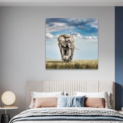 Tablou canvas mama elefant cu pui maro albastru 1293 camera 1 - Afis Poster mama elefant cu pui maro albastru pentru living casa birou bucatarie livrare in 24 ore la cel mai bun pret.