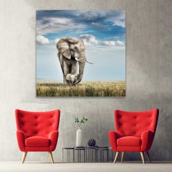 Tablou canvas mama elefant cu pui maro albastru 1293 hol - Afis Poster mama elefant cu pui maro albastru pentru living casa birou bucatarie livrare in 24 ore la cel mai bun pret.