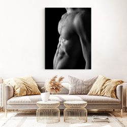 Tablou canvas nud barbat bust profil alb negru 1279 living 1 - Afis Poster nud barbat pentru living casa birou bucatarie livrare in 24 ore la cel mai bun pret.