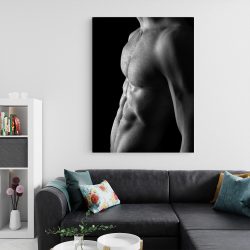 Tablou canvas nud barbat bust profil alb negru 1279 living 2 - Afis Poster nud barbat pentru living casa birou bucatarie livrare in 24 ore la cel mai bun pret.