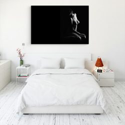 Tablou canvas nud femeie in intuneric alb negru 1230 dormitor 2 - Afis Poster nud femeie pentru living casa birou bucatarie livrare in 24 ore la cel mai bun pret.