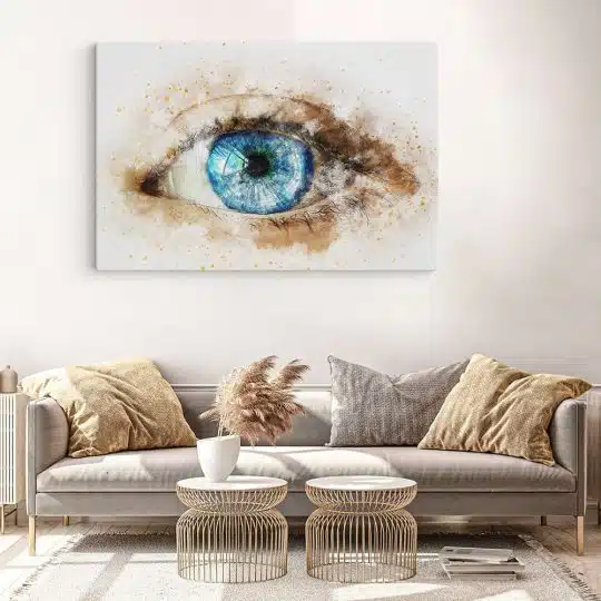 Tablou canvas ochi detaliu acuarela albastru maro negru 1179 living modern 3 - Afis Poster ochi pentru living casa birou bucatarie livrare in 24 ore la cel mai bun pret.