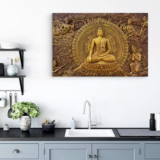 Tablou canvas ornament Buddha Indonesia auriu 1316 bucatarie - Afis Poster ornament Buddha Indonesia auriu pentru living casa birou bucatarie livrare in 24 ore la cel mai bun pret.