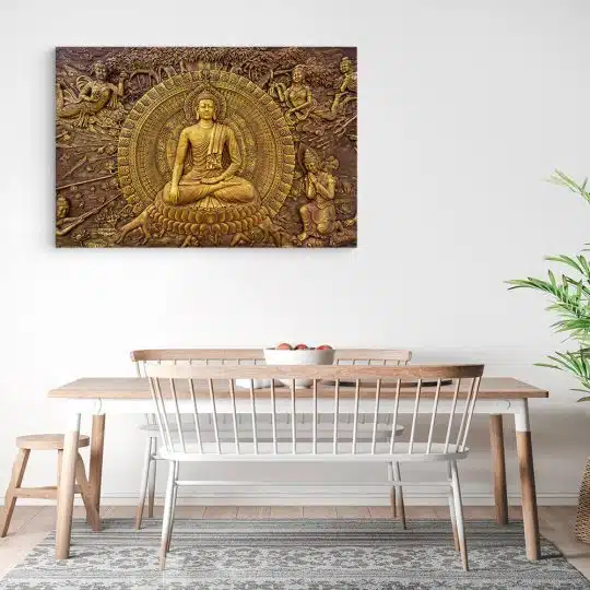 Tablou canvas ornament Buddha Indonesia auriu 1316 bucatarie3 - Afis Poster ornament Buddha Indonesia auriu pentru living casa birou bucatarie livrare in 24 ore la cel mai bun pret.