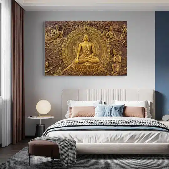 Tablou canvas ornament Buddha Indonesia auriu 1316 dormitor - Afis Poster ornament Buddha Indonesia auriu pentru living casa birou bucatarie livrare in 24 ore la cel mai bun pret.