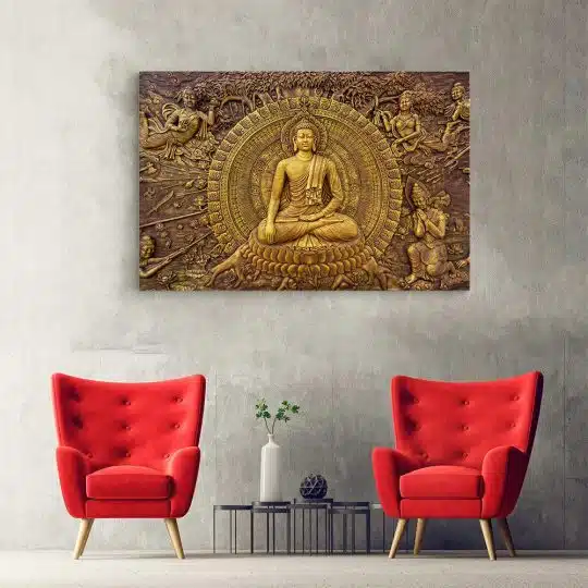 Tablou canvas ornament Buddha Indonesia auriu 1316 hol - Afis Poster ornament Buddha Indonesia auriu pentru living casa birou bucatarie livrare in 24 ore la cel mai bun pret.