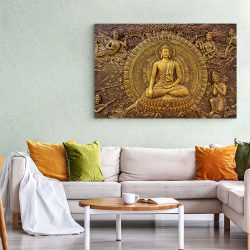 Tablou canvas ornament Buddha Indonesia auriu 1316 living 1 - Afis Poster ornament Buddha Indonesia auriu pentru living casa birou bucatarie livrare in 24 ore la cel mai bun pret.
