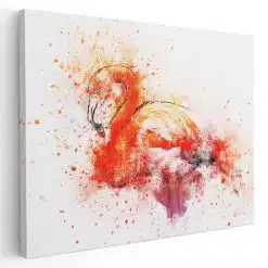 Tablou canvas pasare flamingo acuarela alb roz portocaliu 1185 - Afis Poster pasare acuarela pentru living casa birou bucatarie livrare in 24 ore la cel mai bun pret.