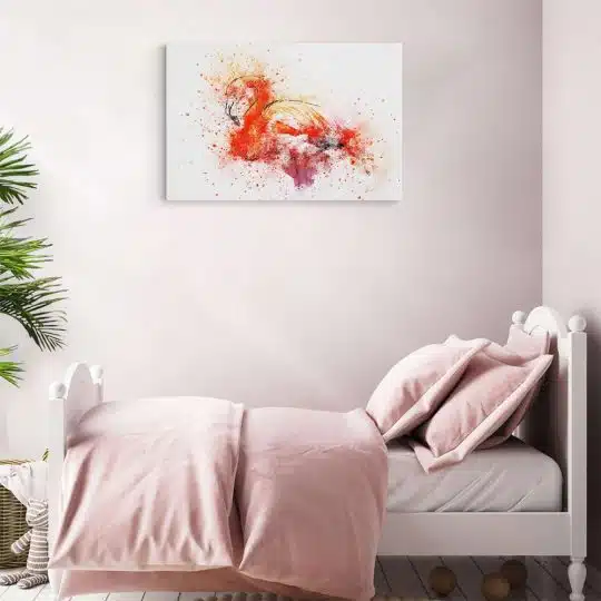 Tablou canvas pasare flamingo acuarela alb roz portocaliu 1185 camera copii mic - Afis Poster pasare acuarela pentru living casa birou bucatarie livrare in 24 ore la cel mai bun pret.