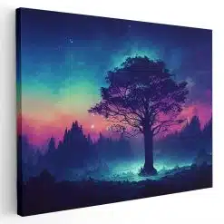 Tablou canvas peisaj fantezie padure neon la rasarit roz 1360 - Afis Poster Tablou cu copac fantezie peisaj fantastic pentru living casa birou bucatarie livrare in 24 ore la cel mai bun pret.