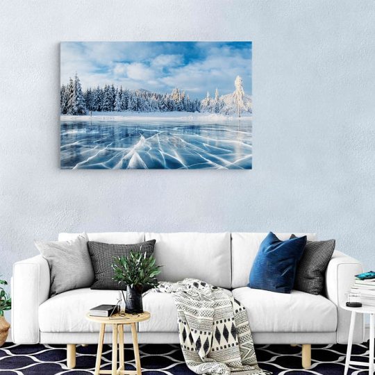 Tablou canvas peisaj iarna lac inghetat albastru alb 1227 living modern - Afis Poster peisaj iarna lac inghetat albastru alb pentru living casa birou bucatarie livrare in 24 ore la cel mai bun pret.