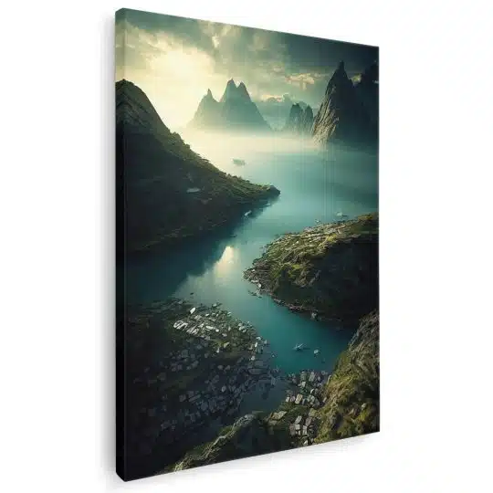 Tablou canvas peisaj munte cu fluviu verde negru albastru 1081 - Afis Poster peisaj munte cu fluviu verde negru albastru pentru living casa birou bucatarie livrare in 24 ore la cel mai bun pret.