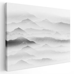 Tablou canvas peisaj munte in ceata alb negru 1169 - Afis Poster peisaj munte in ceata alb negru pentru living casa birou bucatarie livrare in 24 ore la cel mai bun pret.