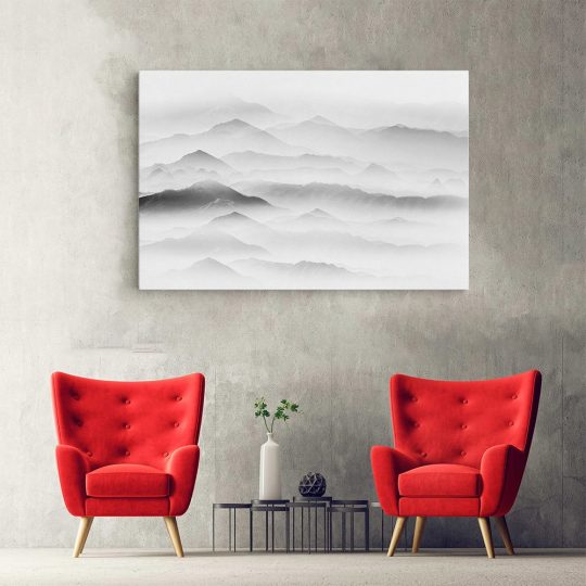 Tablou canvas peisaj munte in ceata alb negru 1169 hol - Afis Poster peisaj munte in ceata alb negru pentru living casa birou bucatarie livrare in 24 ore la cel mai bun pret.